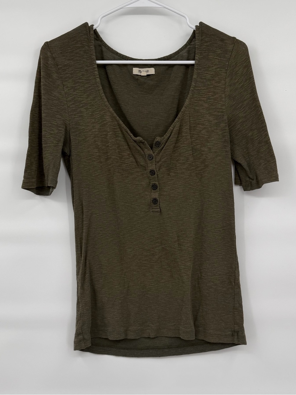 Madewell green Henley cotton blend top